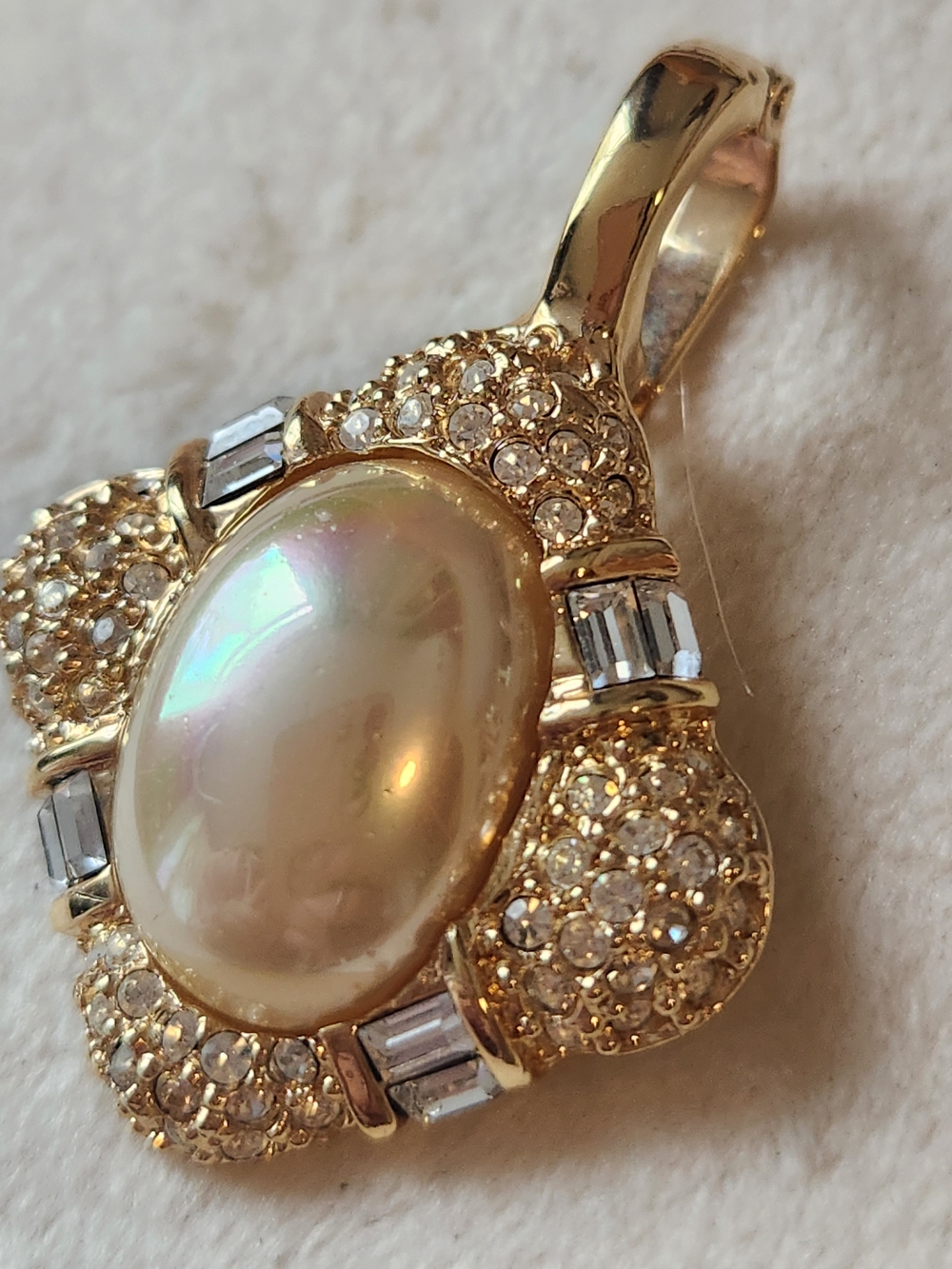 Vintage Roman Gold Pearl Cushion Pendant "Enhancer"